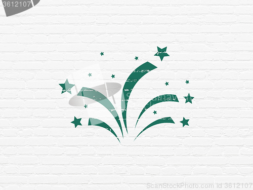 Image of Holiday concept: Fireworks on wall background