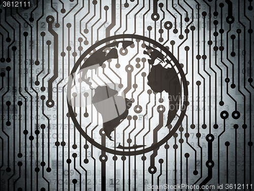 Image of Learning concept: circuit board with Globe