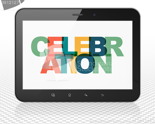 Image of Holiday concept: Tablet Pc Computer with Celebration on  display