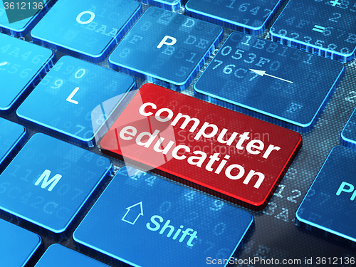 Image of Education concept: Computer Education on computer keyboard background