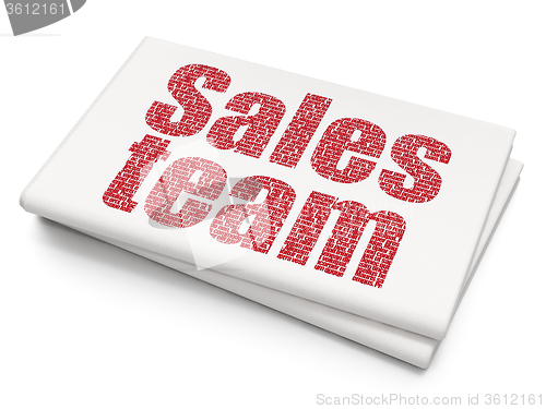 Image of Advertising concept: Sales Team on Blank Newspaper background