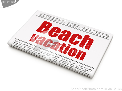 Image of Vacation concept: newspaper headline Beach Vacation