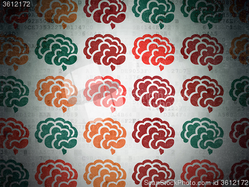 Image of Medicine concept: Brain icons on Digital Paper background