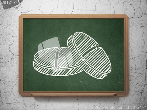 Image of Medicine concept: Pills on chalkboard background