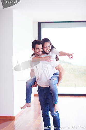Image of happy young romantic couple have fun and  relax at home