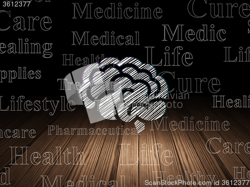 Image of Health concept: Brain in grunge dark room