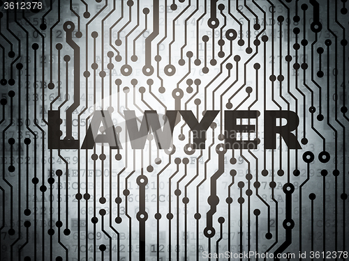 Image of Law concept: circuit board with Lawyer