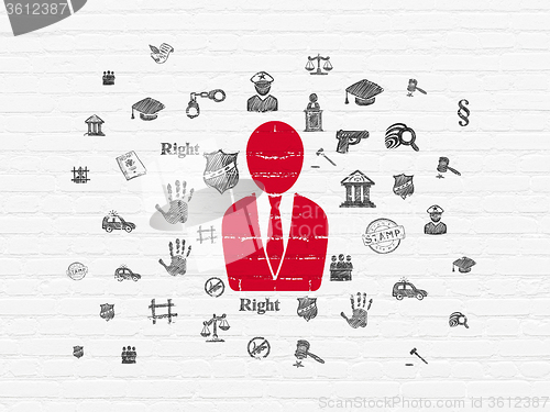 Image of Law concept: Business Man on wall background