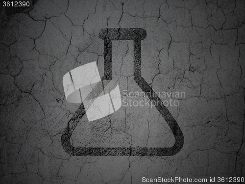 Image of Science concept: Flask on grunge wall background