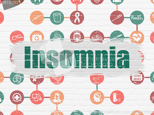 Image of Health concept: Insomnia on wall background