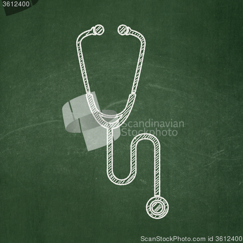 Image of Health concept: Stethoscope on chalkboard background