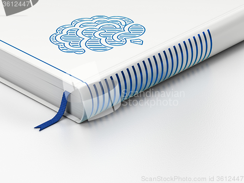 Image of Medicine concept: closed book, Brain on white background