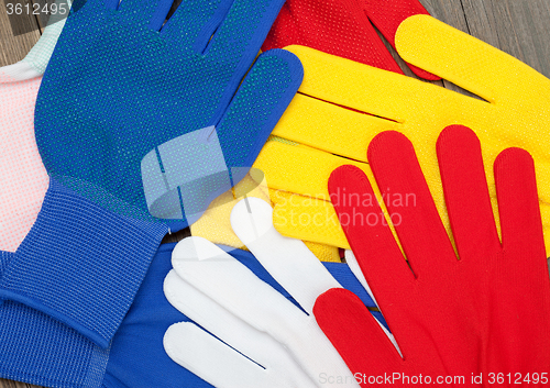 Image of colored construction gloves