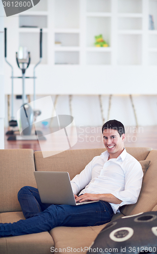 Image of working on laptop computer from home