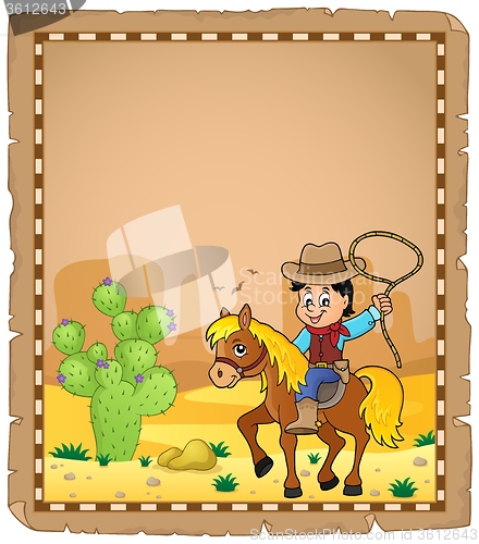 Image of Parchment with cowboy on horse theme 1