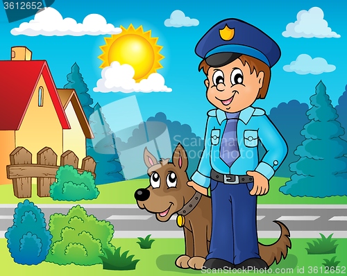 Image of Policeman with guard dog image 3