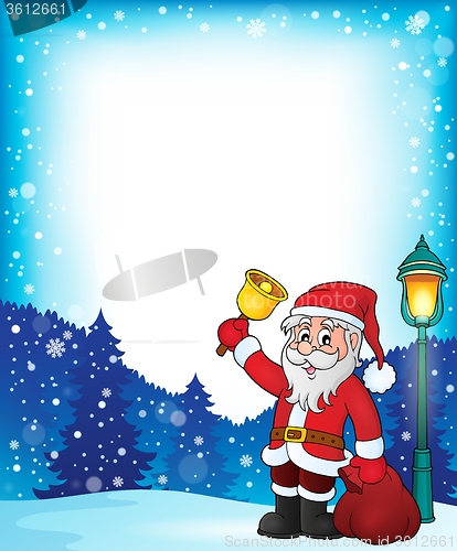 Image of Santa Claus with bell theme frame 1
