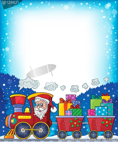 Image of Frame with Christmas train theme 2