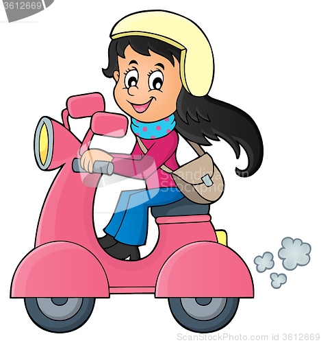 Image of Girl on motor scooter theme image 1