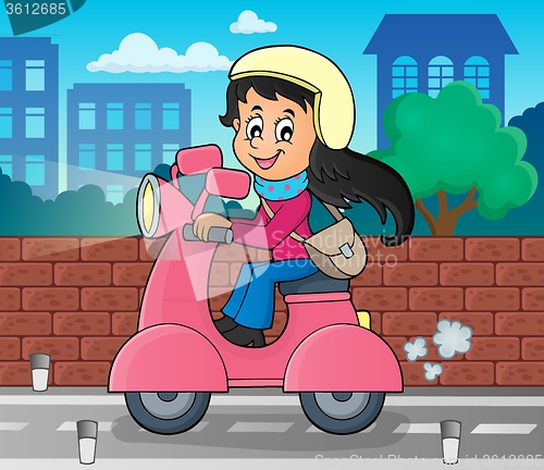 Image of Girl on motor scooter theme image 2
