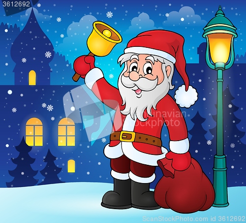 Image of Santa Claus with bell theme image 2