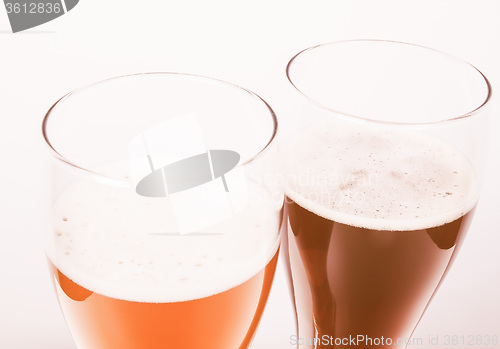 Image of Retro looking Two glasses of German beer