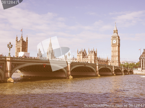 Image of Retro looking Houses of Parliament in London