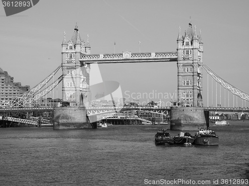 Image of Black and white Tower Bridge in London