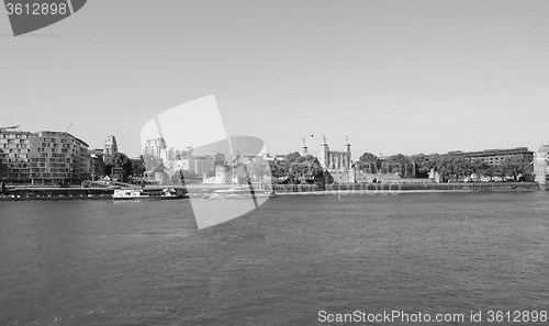 Image of Black and white Tower Bridge in London