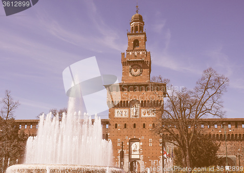 Image of Retro looking Castello Sforzesco Milan