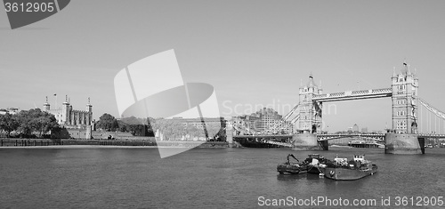 Image of Black and white Tower Bridge in London