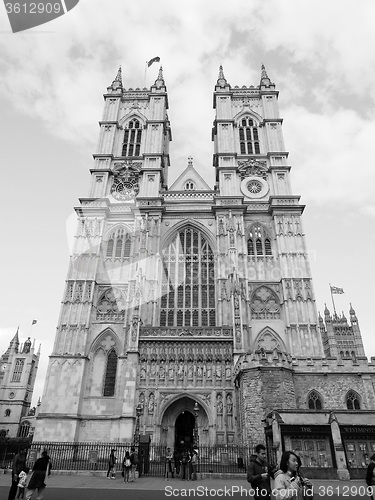 Image of Black and white Westminster Abbey in London