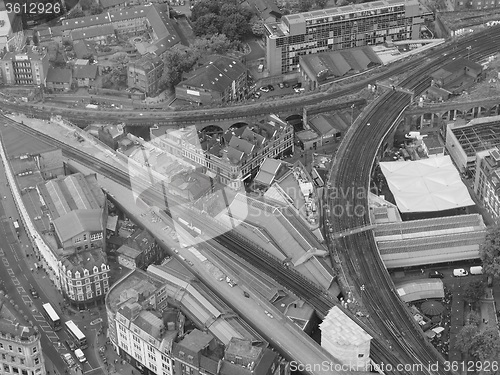 Image of Black and white Aerial view of London