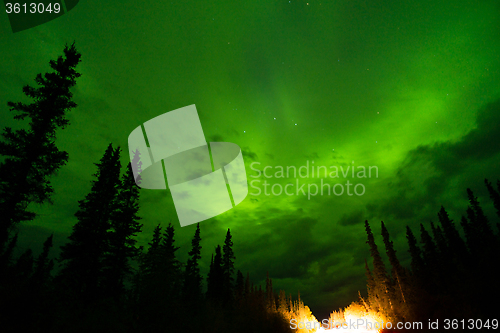 Image of Wrangell Mountains Northern Lights Aurora Borealis Alaska Night 