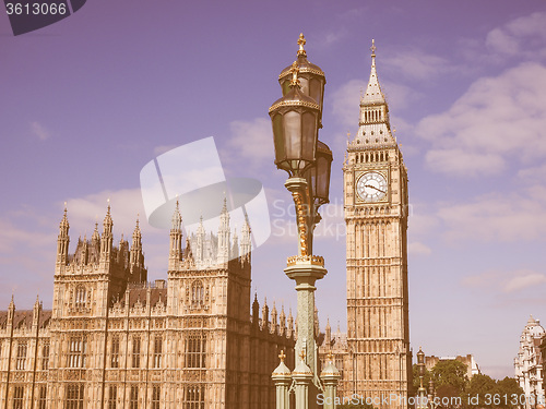 Image of Retro looking Houses of Parliament in London