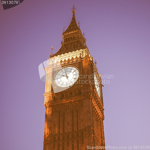 Image of Retro looking Big Ben in London