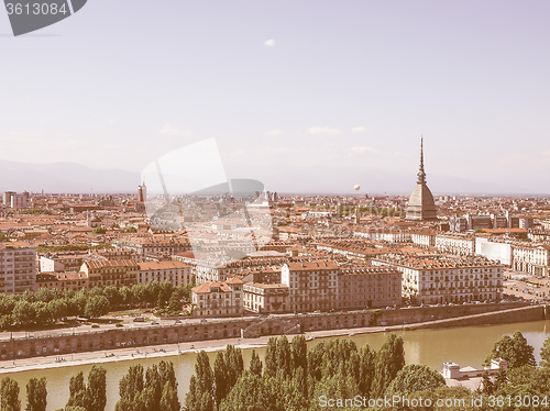 Image of Retro looking Aerial view of Turin