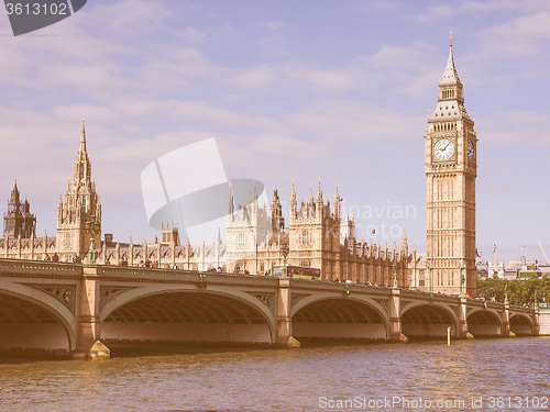 Image of Retro looking Houses of Parliament in London