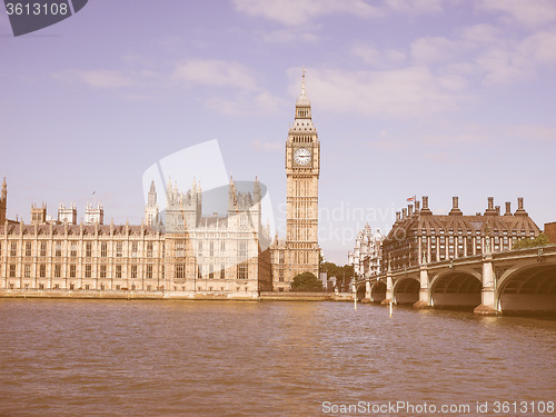 Image of Retro looking Houses of Parliament in London