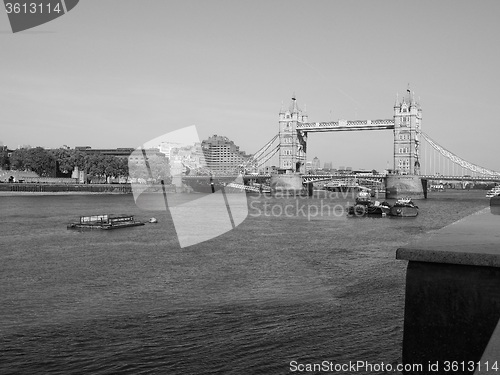 Image of Black and white Tower Bridge in London