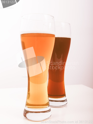 Image of Retro looking Two glasses of German beer