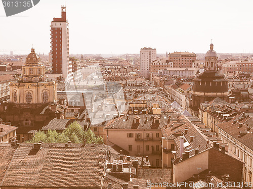 Image of Retro looking Aerial view of Turin
