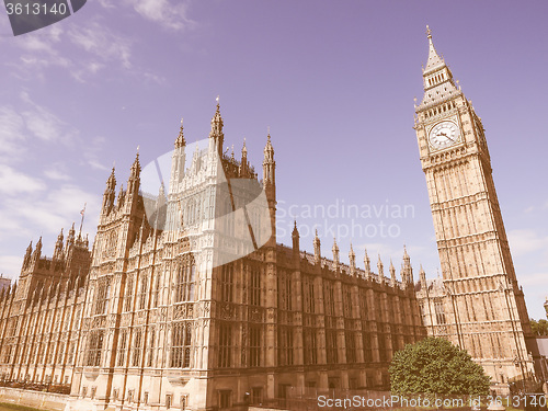 Image of Retro looking Houses of Parliament in London