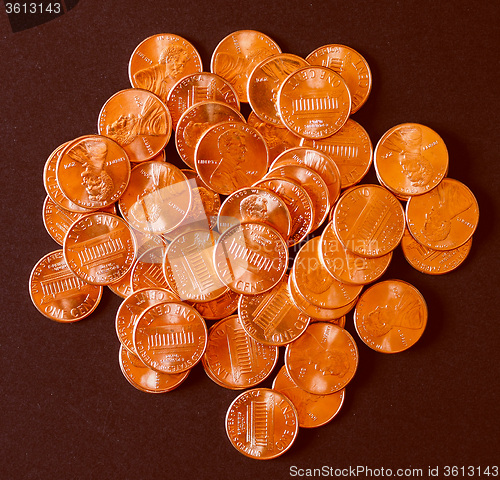 Image of Retro look Dollar coins 1 cent wheat penny cent