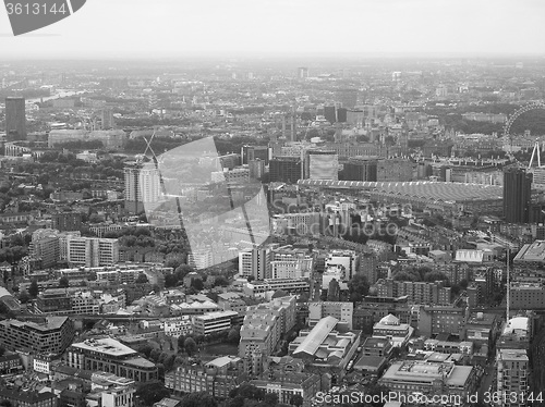 Image of Black and white Aerial view of London