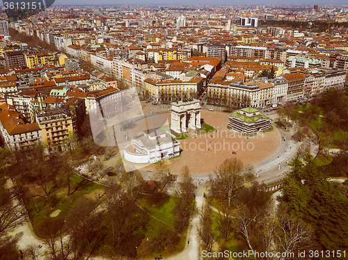 Image of Retro look Milan aerial view