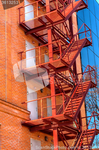 Image of Fire escape on the facade of the new office building