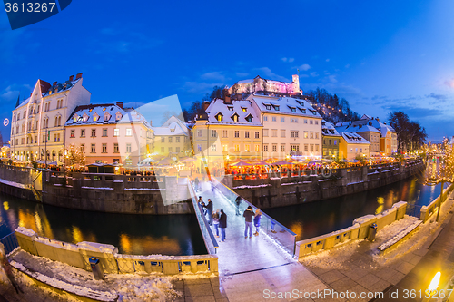 Image of Ljubljana in Christmas time. Slovenia, Europe. 