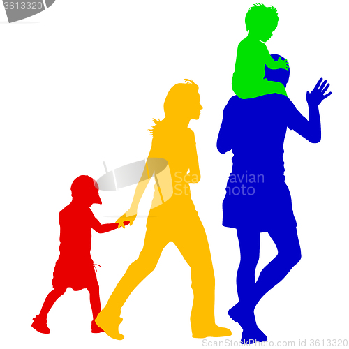 Image of Silhouettes Family on white background. illustration.