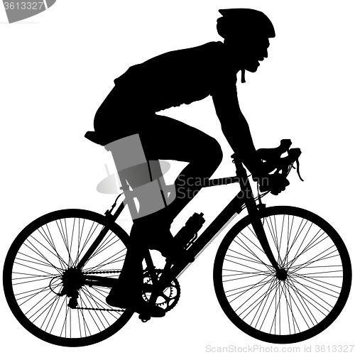 Image of Silhouette of a cyclist male.  or illustration.